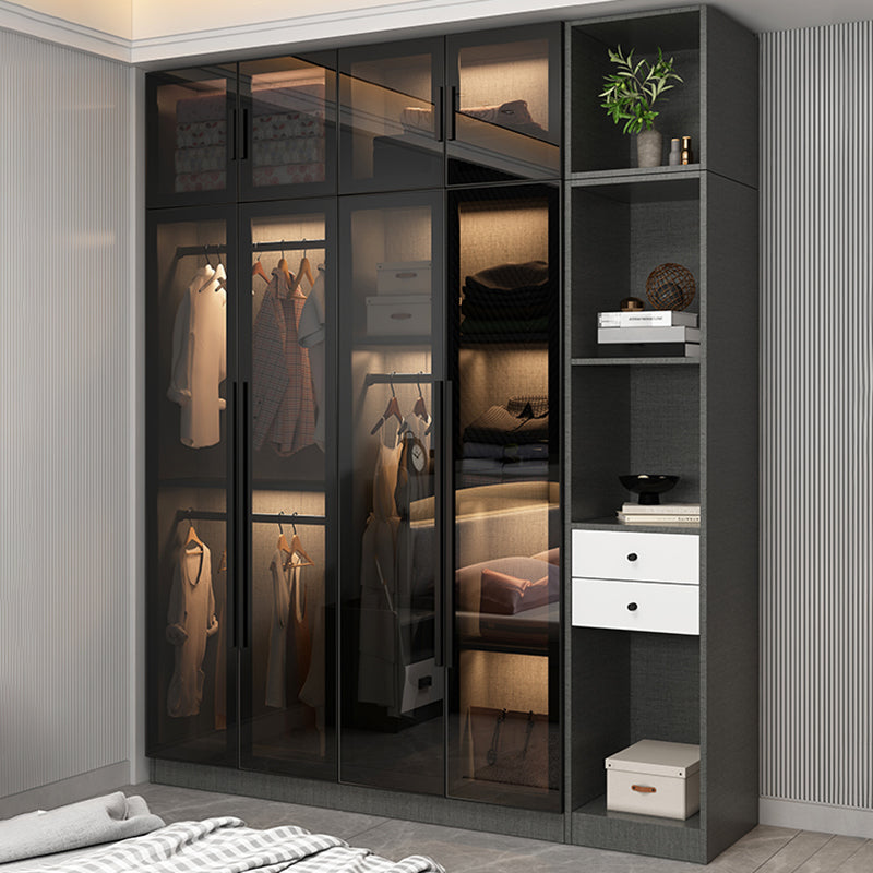 Contemporary Home Wardrobe Armoire Black Glass Wardrobe Cabinet