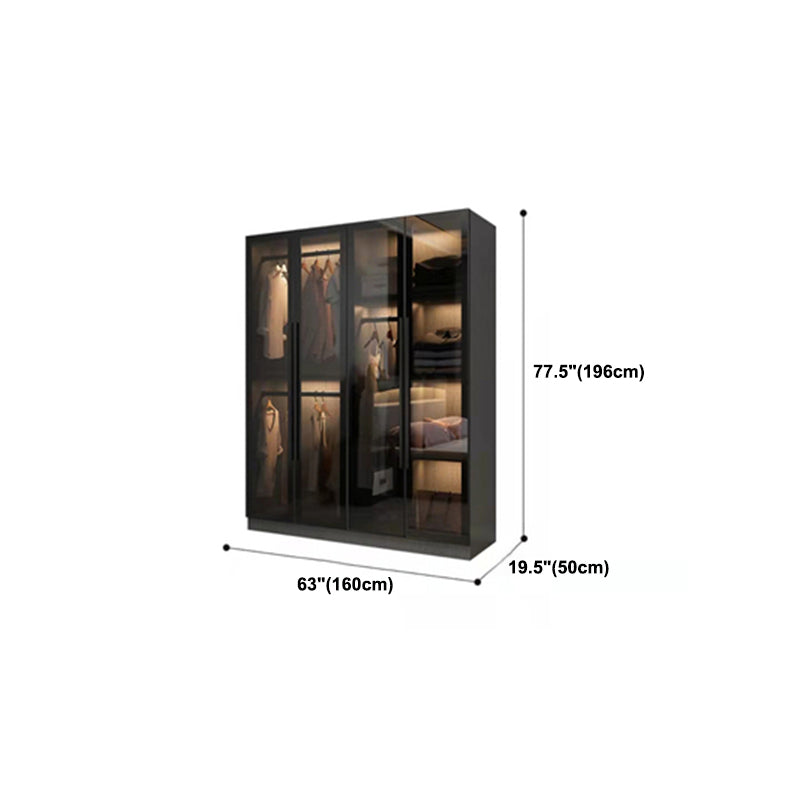 Contemporary Home Wardrobe Armoire Black Glass Wardrobe Cabinet