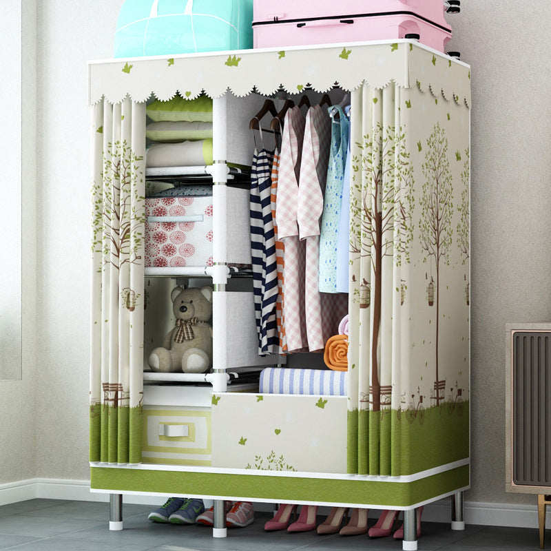 Contemporary Home Wardrobe Armoire Steel Frame Wardrobe with Shelves