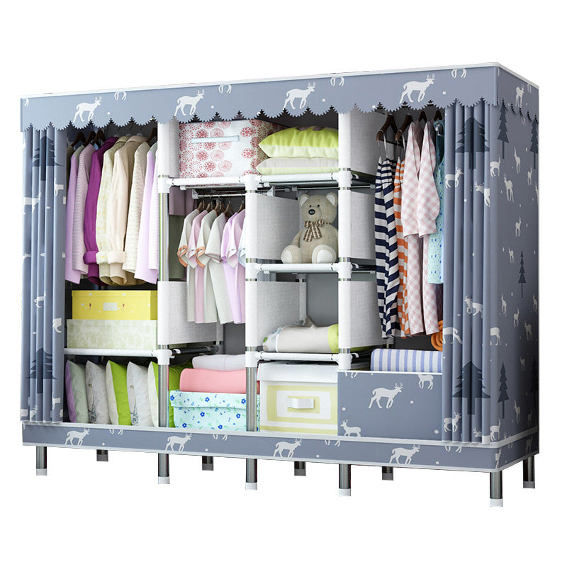 Contemporary Home Wardrobe Armoire Steel Frame Wardrobe with Shelves