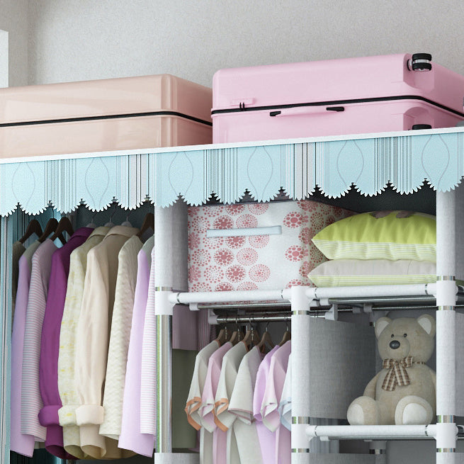 Contemporary Home Wardrobe Armoire Steel Frame Wardrobe with Shelves