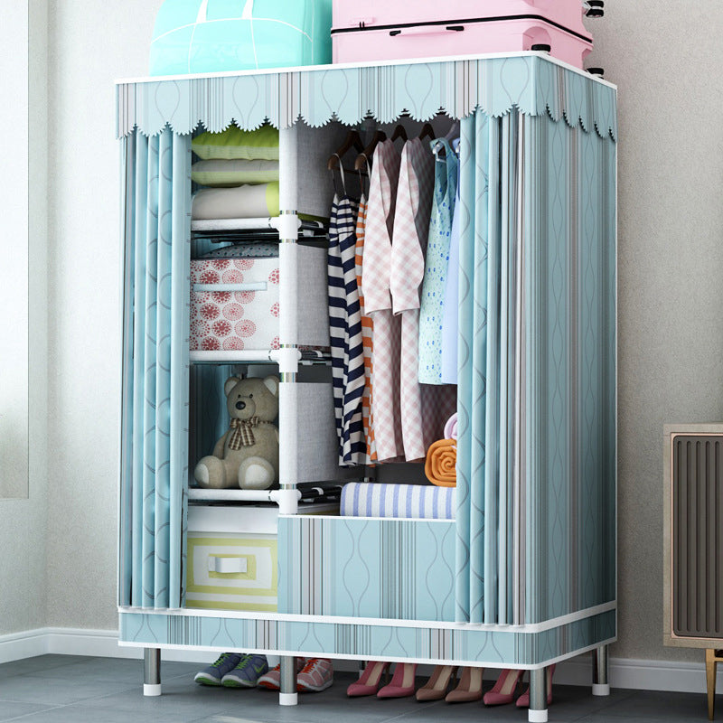 Contemporary Home Wardrobe Armoire Steel Frame Wardrobe with Shelves