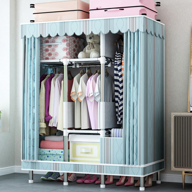 Contemporary Home Wardrobe Armoire Steel Frame Wardrobe with Shelves