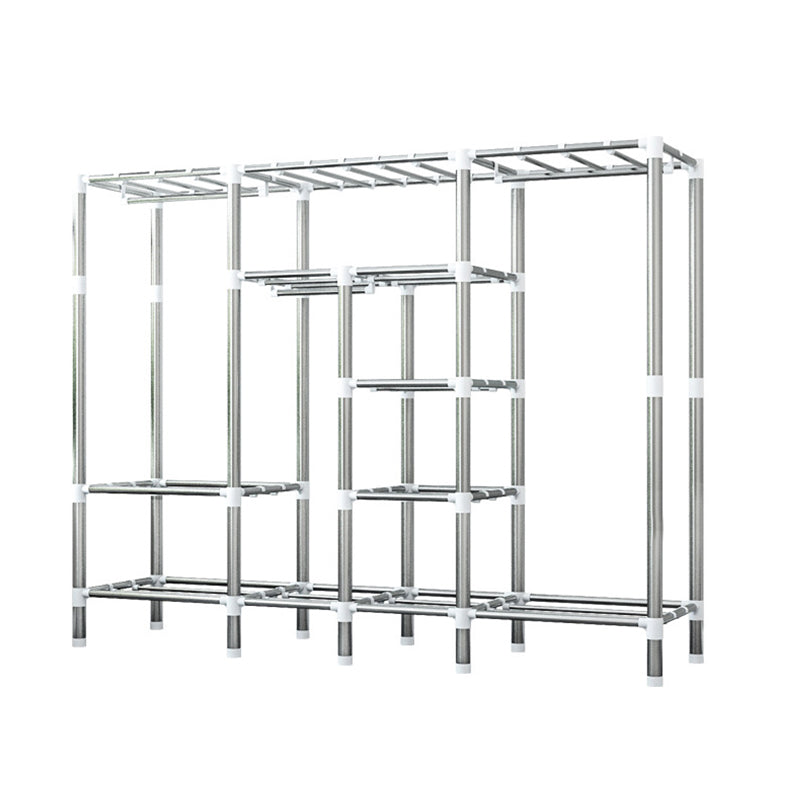 Contemporary Home Wardrobe Armoire Steel Frame Wardrobe with Shelves