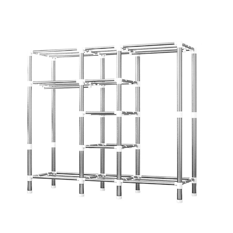 Contemporary Home Wardrobe Armoire Steel Frame Wardrobe with Shelves