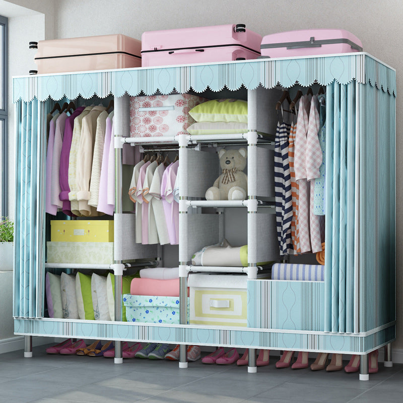 Contemporary Home Wardrobe Armoire Steel Frame Wardrobe with Shelves