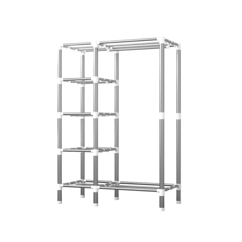 Contemporary Home Wardrobe Armoire Steel Frame Wardrobe with Shelves