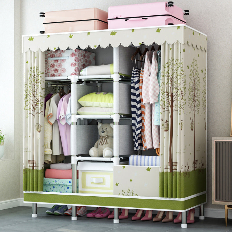 Contemporary Home Wardrobe Armoire Steel Frame Wardrobe with Shelves