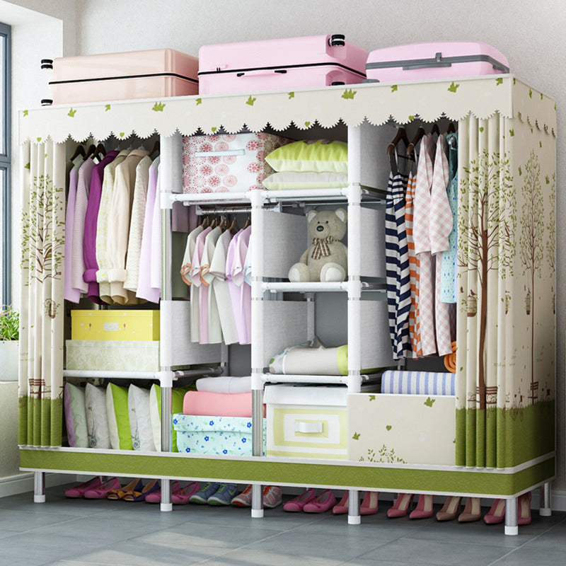 Contemporary Home Wardrobe Armoire Steel Frame Wardrobe with Shelves