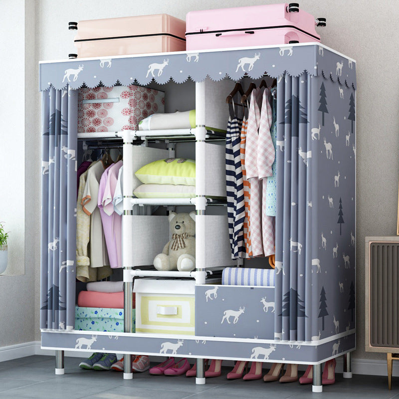 Contemporary Home Wardrobe Armoire Steel Frame Wardrobe with Shelves