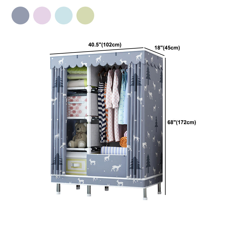 Contemporary Home Wardrobe Armoire Steel Frame Wardrobe with Shelves