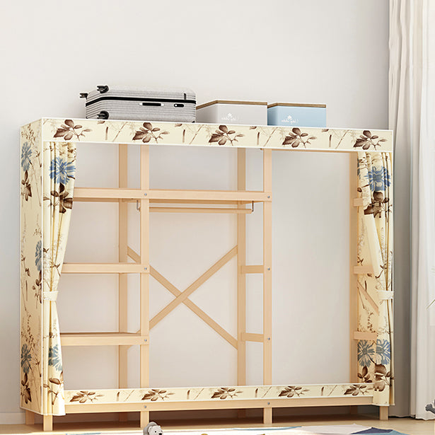 Contemporary Style Wardrobe Solid Wood 1-Door Wardrobe Closet for Bedroom