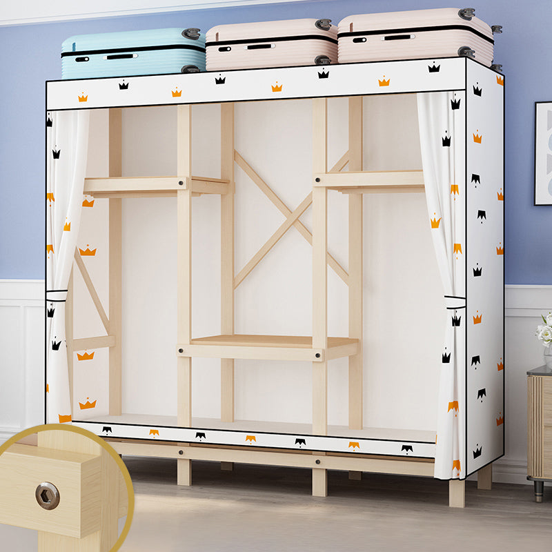 Contemporary Style Wardrobe Solid Wood 1-Door Wardrobe Closet for Bedroom