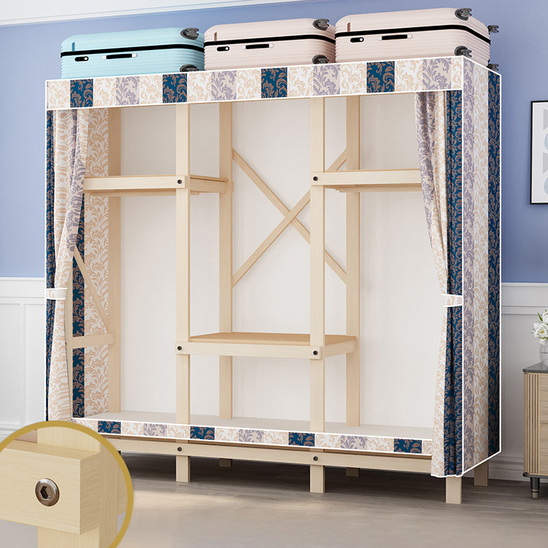 Contemporary Style Wardrobe Solid Wood 1-Door Wardrobe Closet for Bedroom