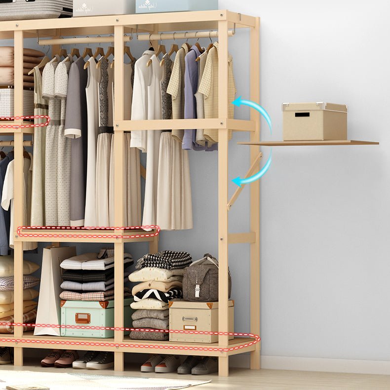 Contemporary Style Wardrobe Solid Wood 1-Door Wardrobe Closet for Bedroom