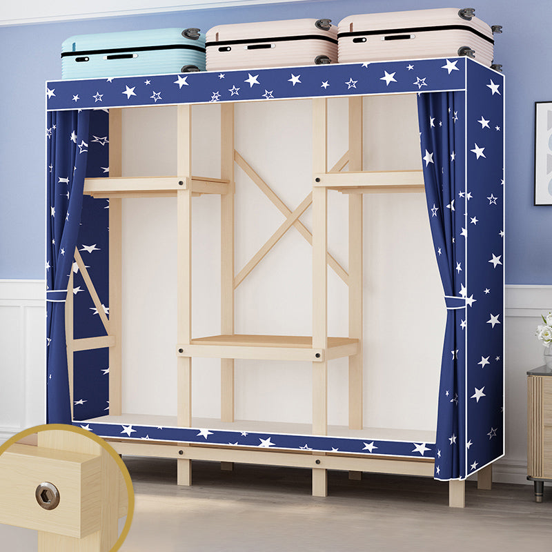 Contemporary Style Wardrobe Solid Wood 1-Door Wardrobe Closet for Bedroom