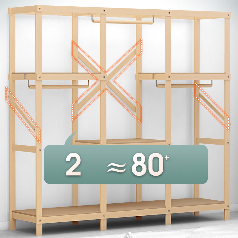 Contemporary Style Wardrobe Solid Wood 1-Door Wardrobe Closet for Bedroom