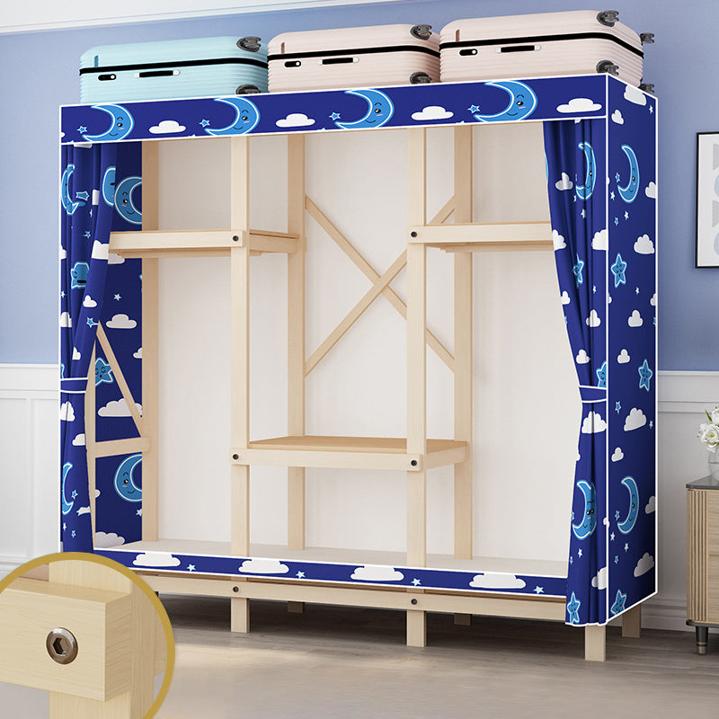 Contemporary Style Wardrobe Solid Wood 1-Door Wardrobe Closet for Bedroom