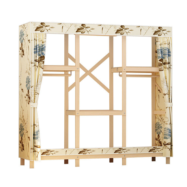 Contemporary Style Wardrobe Solid Wood 1-Door Wardrobe Closet for Bedroom