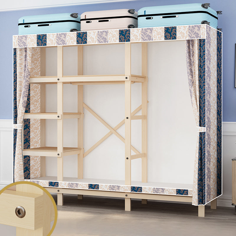 Contemporary Style Wardrobe Solid Wood 1-Door Wardrobe Closet for Bedroom