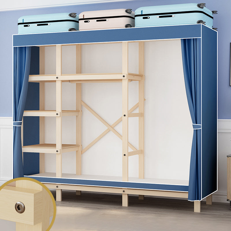 Contemporary Style Wardrobe Solid Wood 1-Door Wardrobe Closet for Bedroom