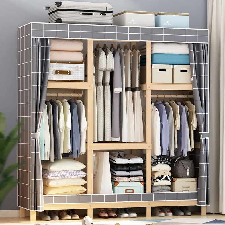 Contemporary Style Wardrobe Solid Wood 1-Door Wardrobe Closet for Bedroom