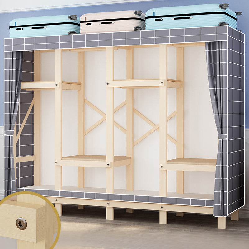 Contemporary Style Wardrobe Solid Wood 1-Door Wardrobe Closet for Bedroom