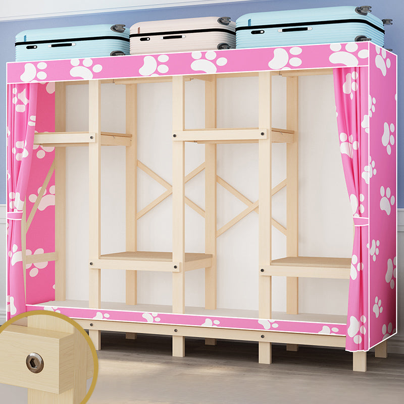 Contemporary Style Wardrobe Solid Wood 1-Door Wardrobe Closet for Bedroom