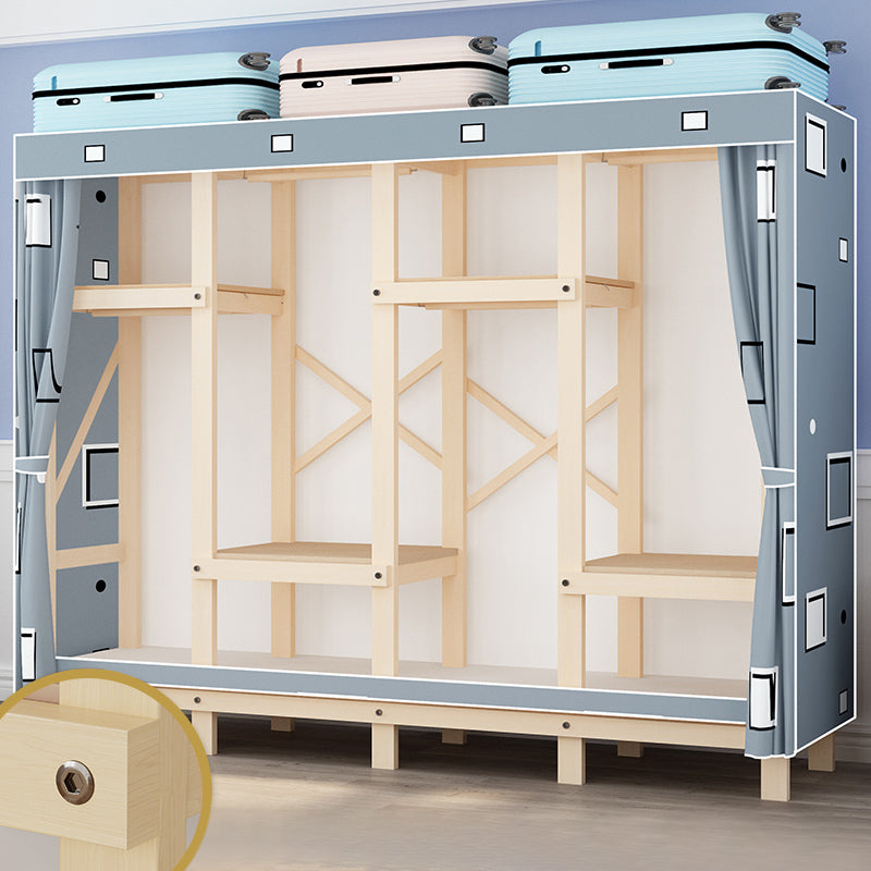 Contemporary Style Wardrobe Solid Wood 1-Door Wardrobe Closet for Bedroom