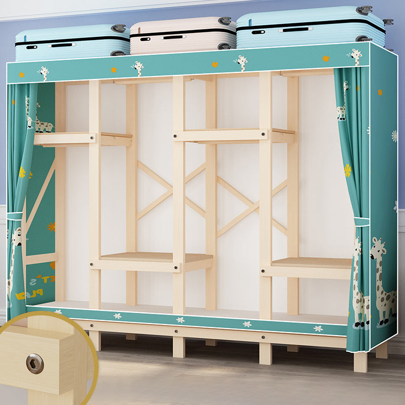 Contemporary Style Wardrobe Solid Wood 1-Door Wardrobe Closet for Bedroom