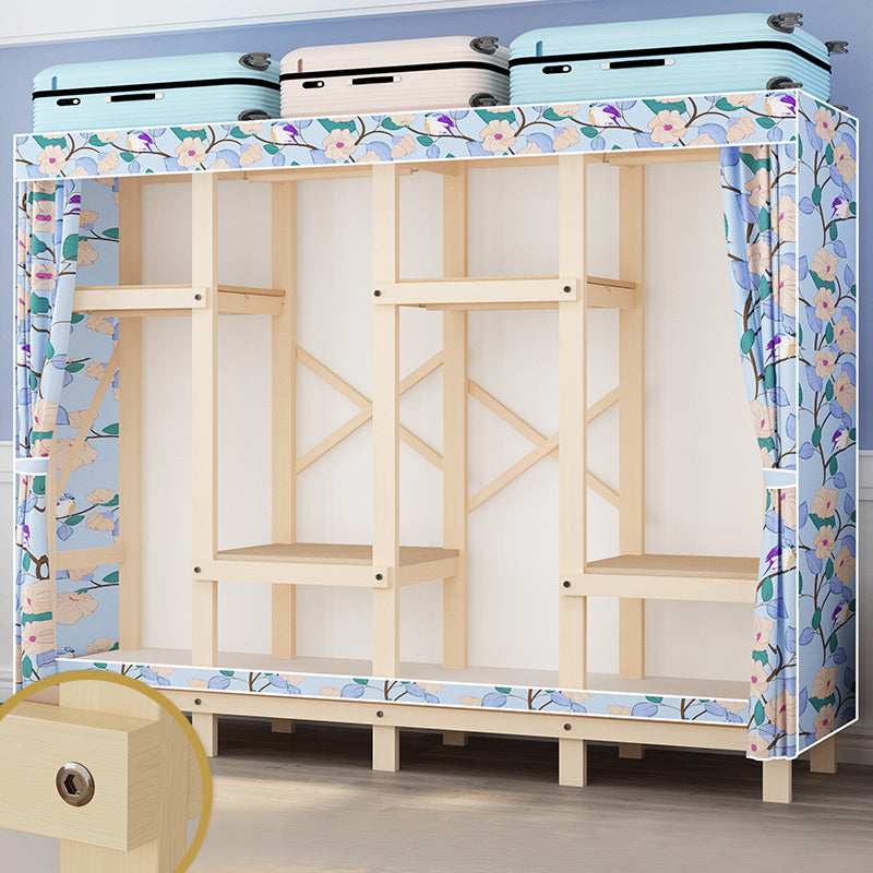 Contemporary Style Wardrobe Solid Wood 1-Door Wardrobe Closet for Bedroom