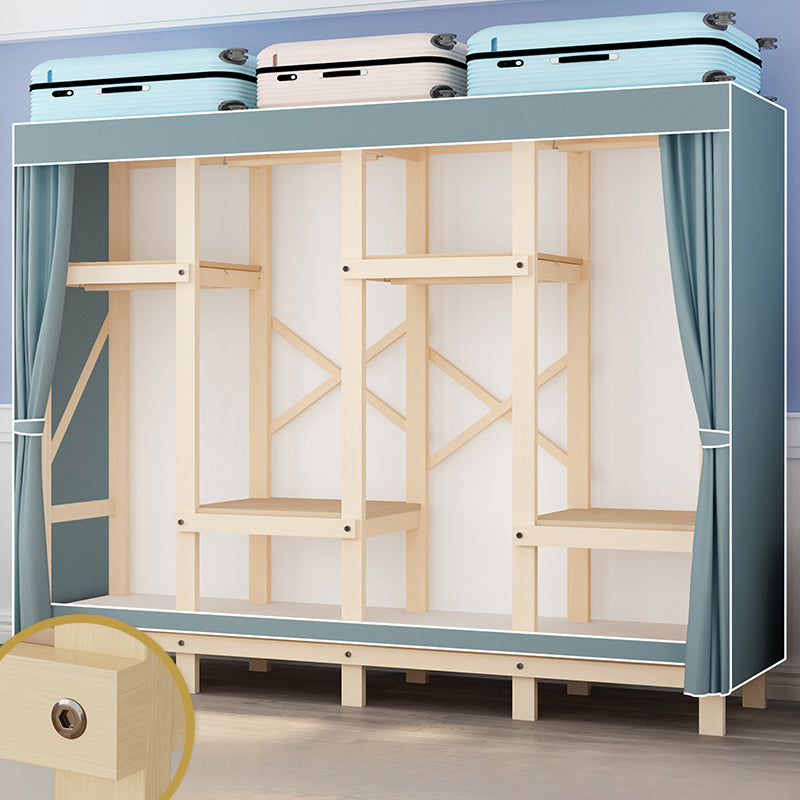 Contemporary Style Wardrobe Solid Wood 1-Door Wardrobe Closet for Bedroom