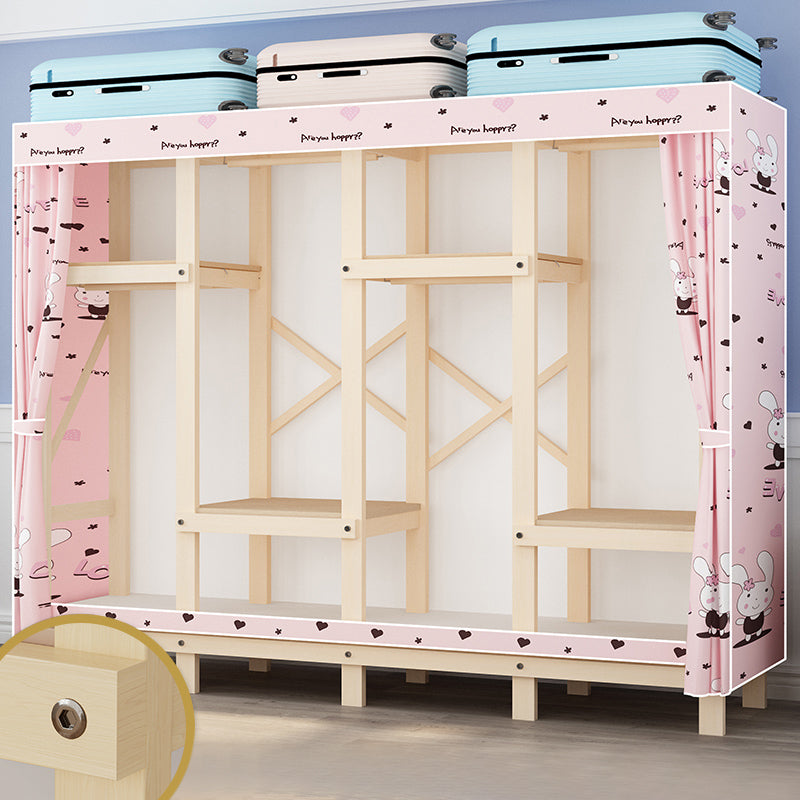 Contemporary Style Wardrobe Solid Wood 1-Door Wardrobe Closet for Bedroom