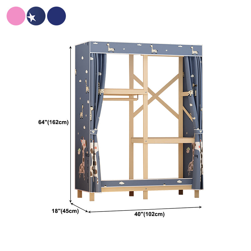 Contemporary Style Wardrobe Solid Wood 1-Door Wardrobe Closet for Bedroom