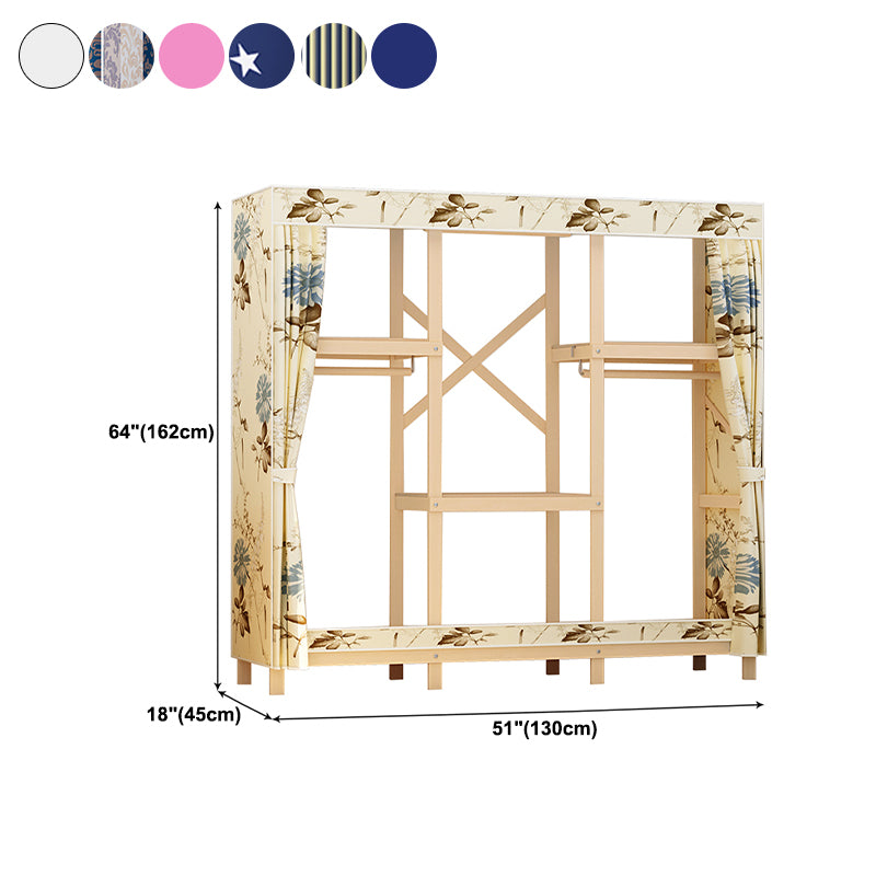 Contemporary Style Wardrobe Solid Wood 1-Door Wardrobe Closet for Bedroom