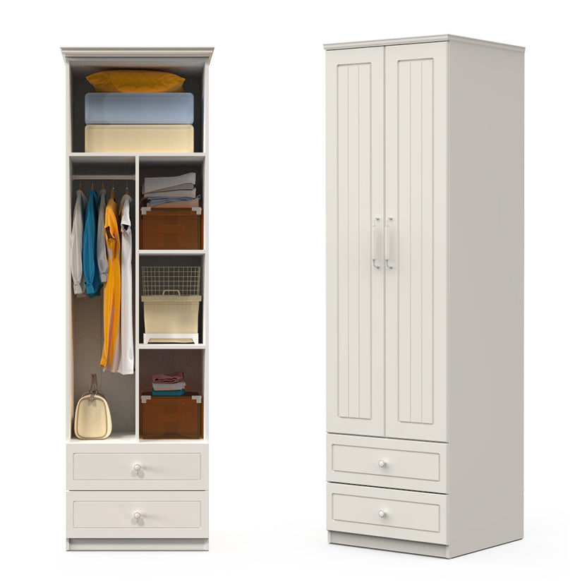 Contemporary Style Wardrobe Wood 2-Drawer Wardrobe Closet for Bedroom