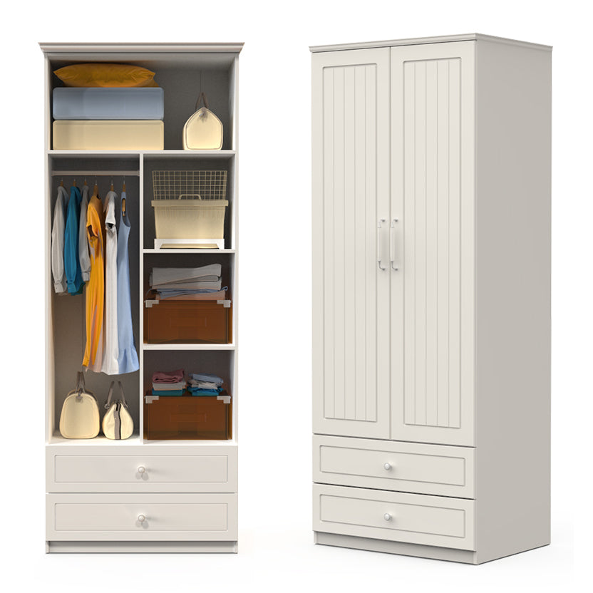 Contemporary Style Wardrobe Wood 2-Drawer Wardrobe Closet for Bedroom