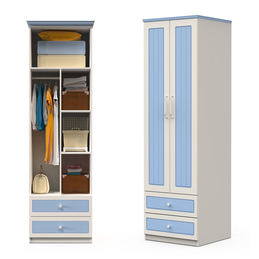 Contemporary Style Wardrobe Wood 2-Drawer Wardrobe Closet for Bedroom