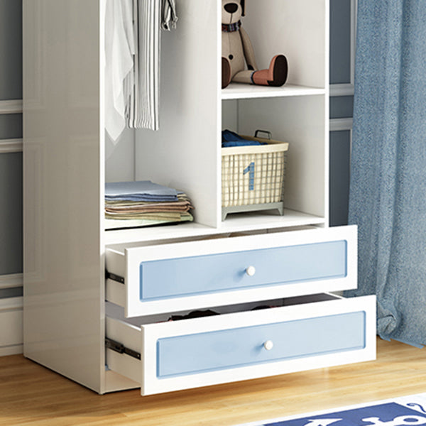 Contemporary Style Wardrobe Wood 2-Drawer Wardrobe Closet for Bedroom