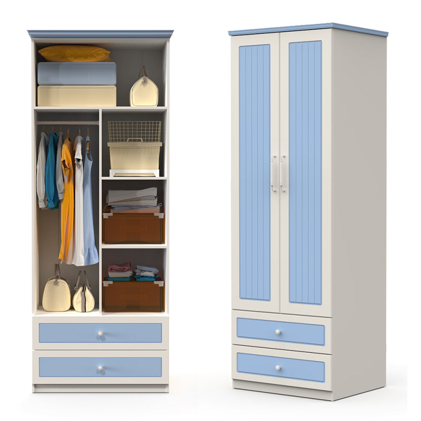 Contemporary Style Wardrobe Wood 2-Drawer Wardrobe Closet for Bedroom