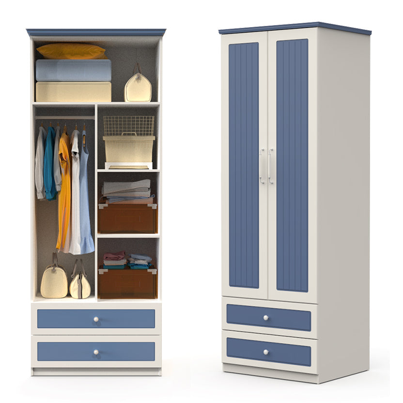 Contemporary Style Wardrobe Wood 2-Drawer Wardrobe Closet for Bedroom