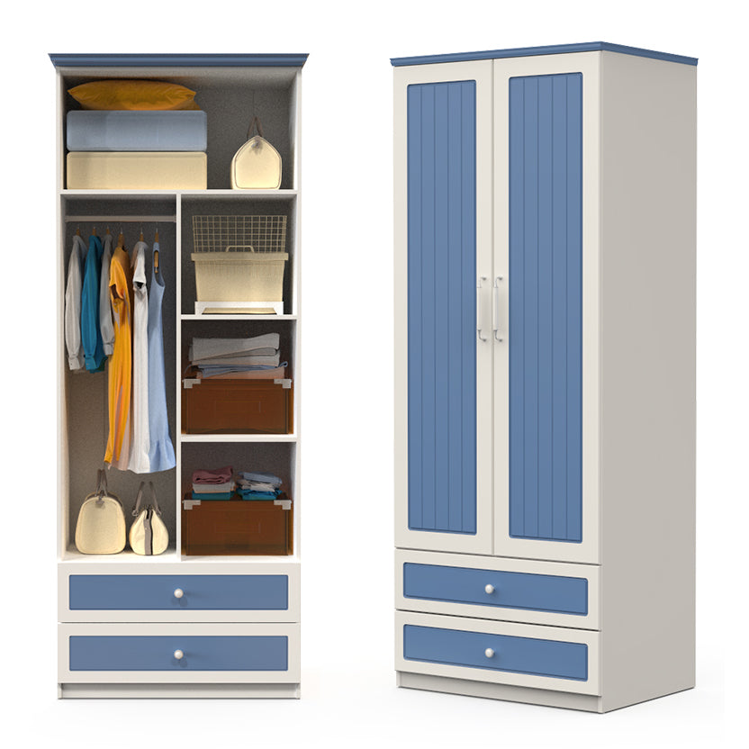 Contemporary Style Wardrobe Wood 2-Drawer Wardrobe Closet for Bedroom