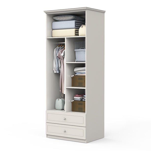 Contemporary Style Wardrobe Wood 2-Drawer Wardrobe Closet for Bedroom