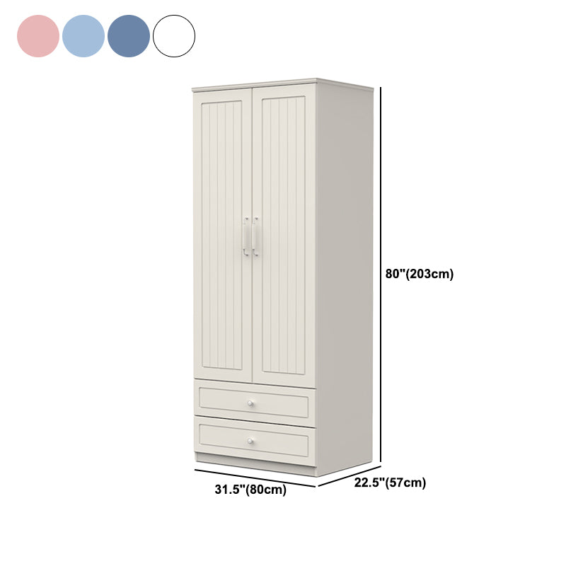 Contemporary Style Wardrobe Wood 2-Drawer Wardrobe Closet for Bedroom