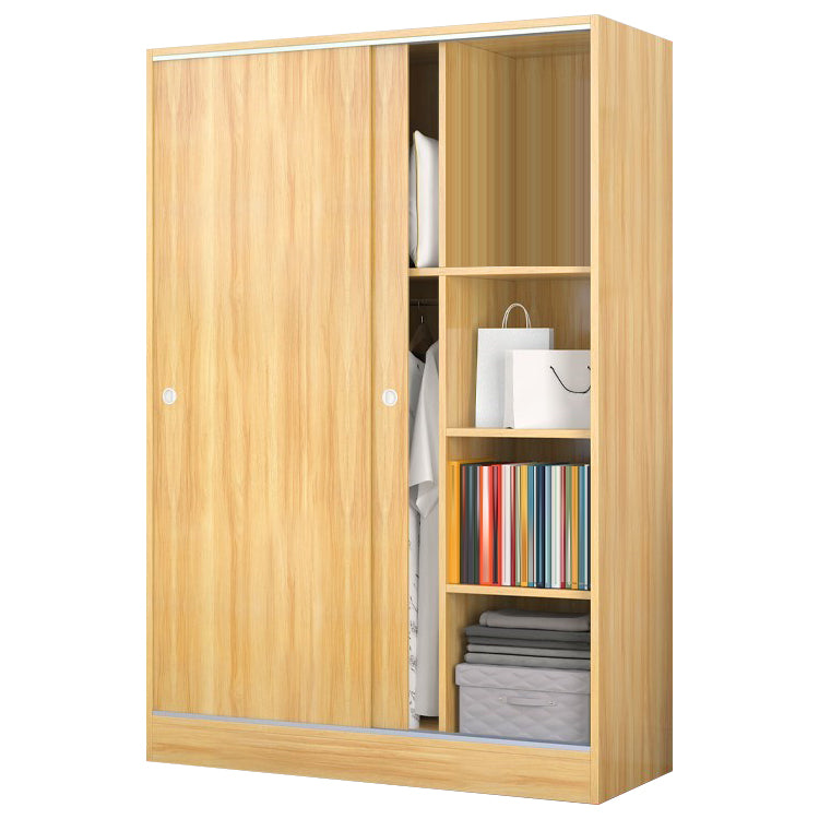 Contemporary Style Wardrobe Wood 2 Doors Wardrobe Closet for Bedroom