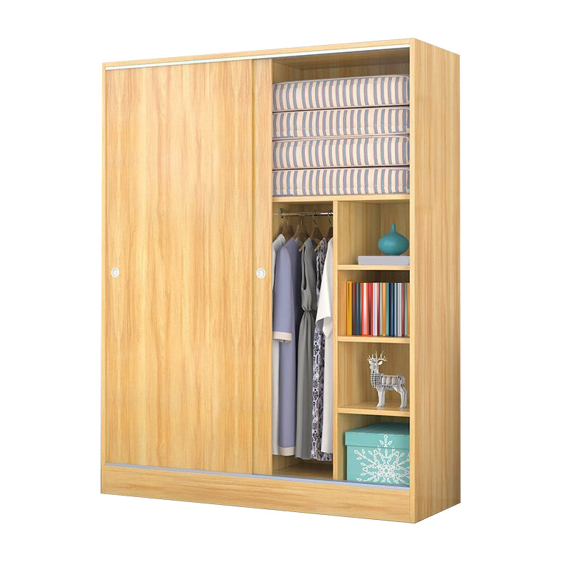 Contemporary Style Wardrobe Wood 2 Doors Wardrobe Closet for Bedroom