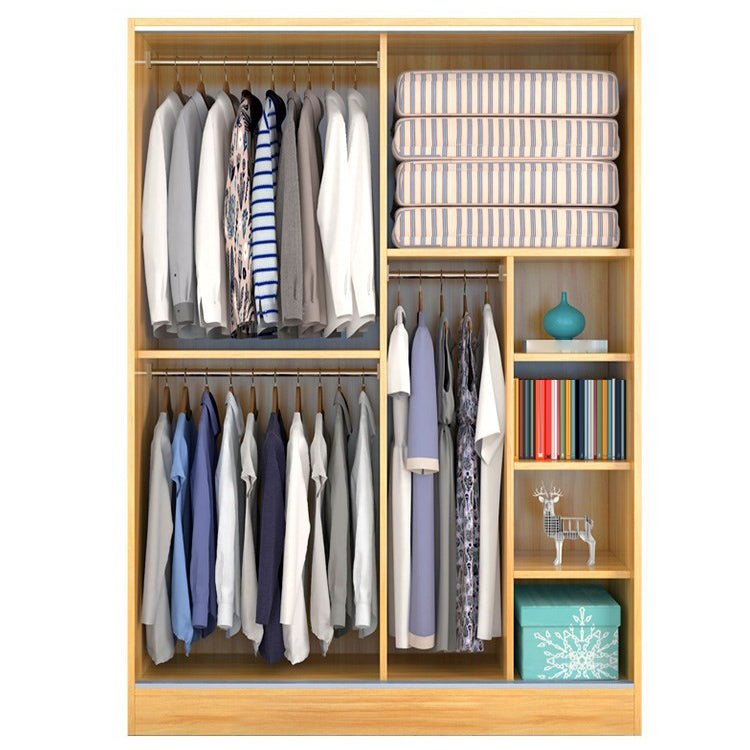 Contemporary Style Wardrobe Wood 2 Doors Wardrobe Closet for Bedroom