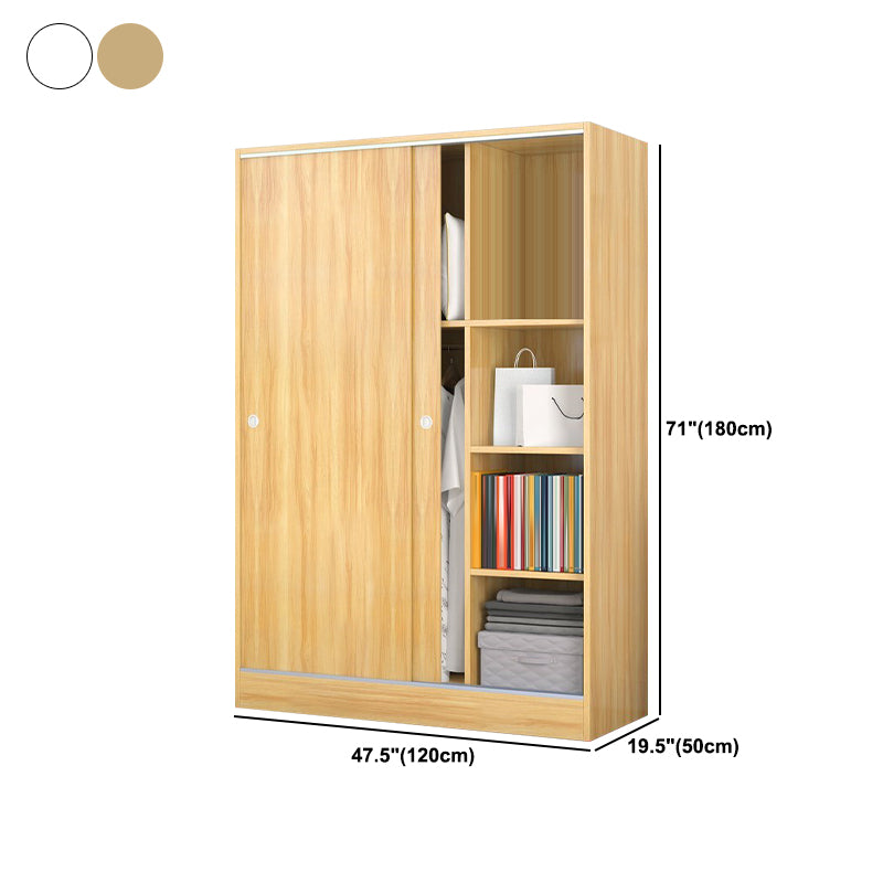 Contemporary Style Wardrobe Wood 2 Doors Wardrobe Closet for Bedroom