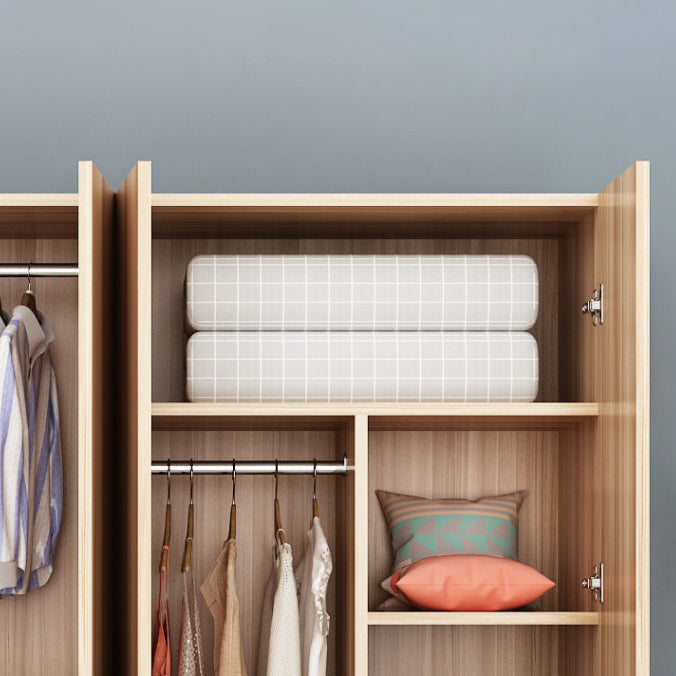 Contemporary Style Wood Wardrobe Soft Close Door Wardrobe Closet for Bedroom