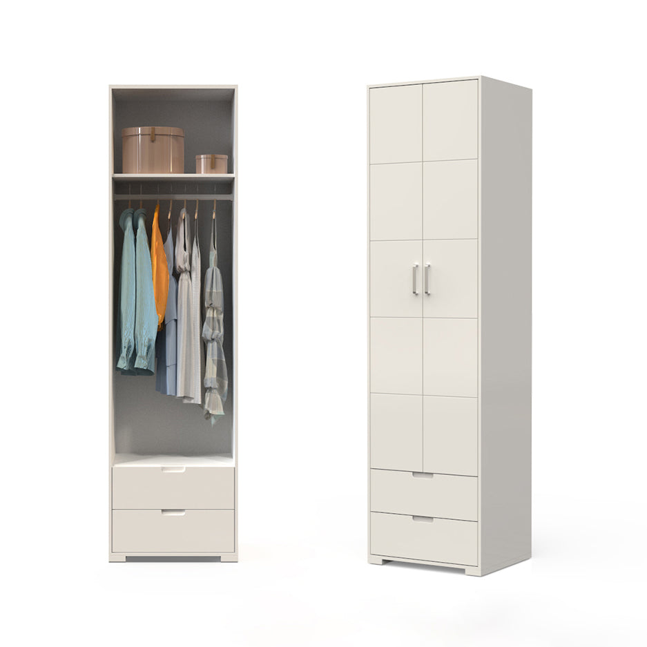 Contemporary Wardrobe Wood Bedroom Wardrobe Closet with 2 Drawers